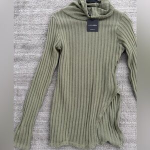 JLUXLABEL Olive Green Ribbed Turtleneck Sweater